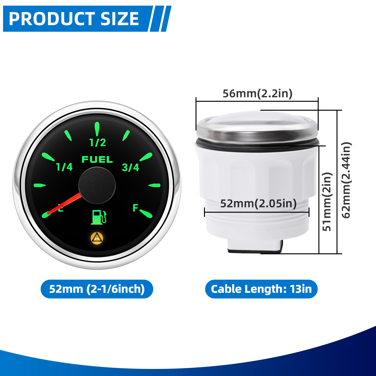52mm Fuel Level Gauge With Fla - Panel Line Marker review and price