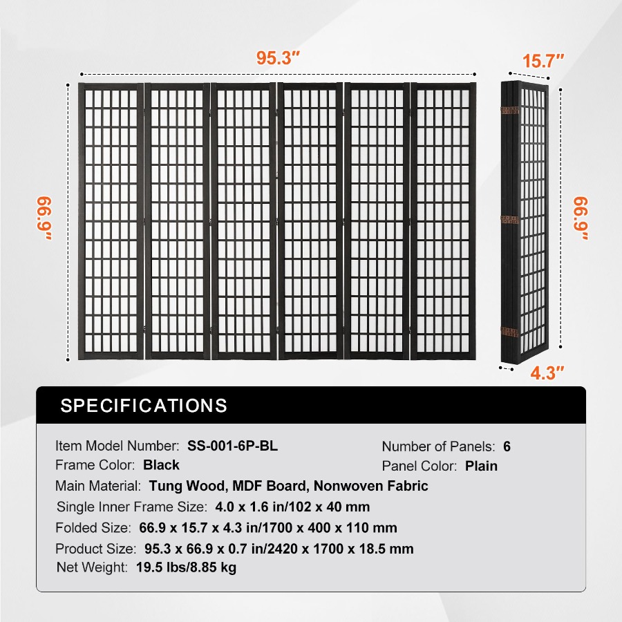 6 Panel Japanese Room Divider  - Panel Line Marker review and price